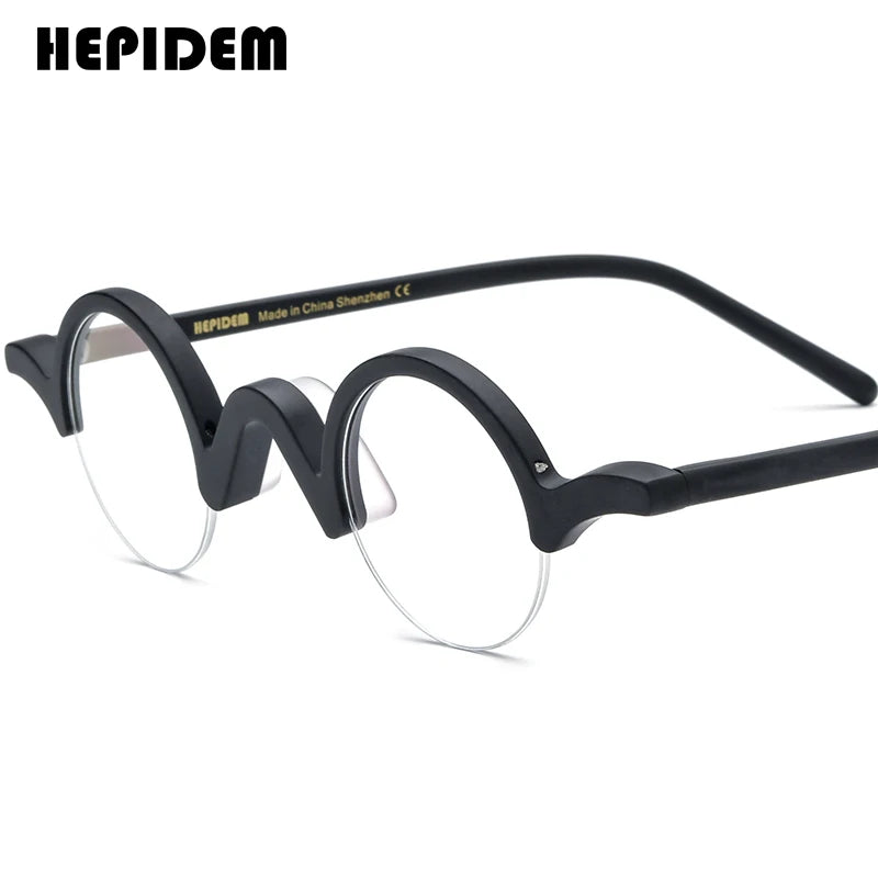 FONEX HEPIDEM Acetate Eyeglass Frames - Retro Round Vintage Eyewear for Men & Women
