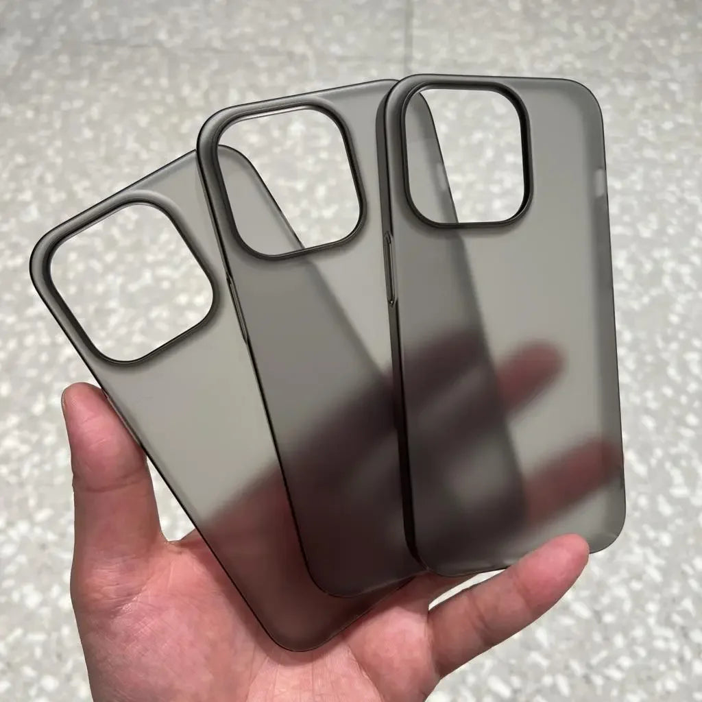 Ultra-Thin Matte iPhone Case - Translucent Clear Hard PC Shockproof Slim Back Cover for iPhone 12–17 Pro Max & Plus Models