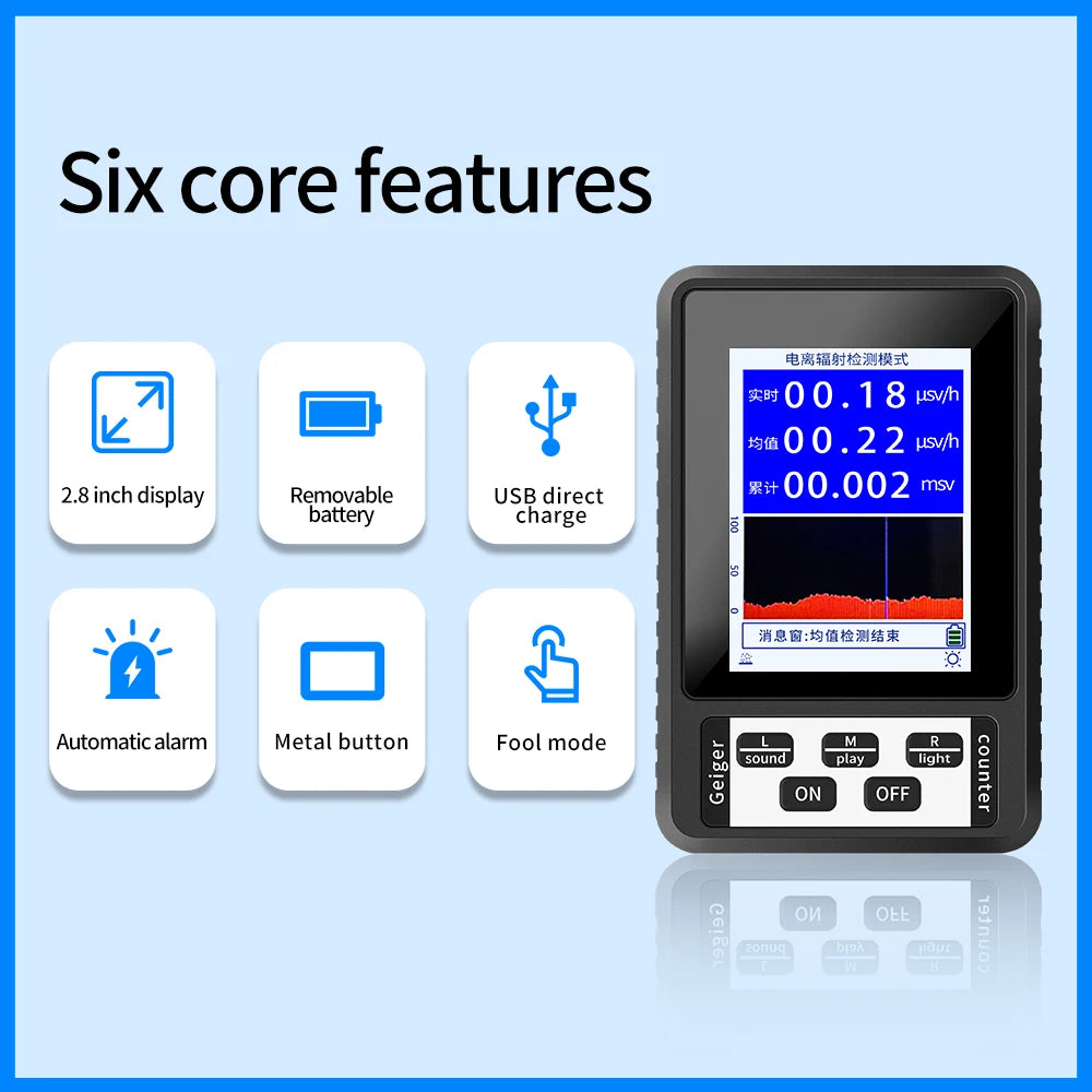 XR-1 Portable Geiger Counter - Nuclear, X-Ray & Radiation Detector with Personal Dosimeter and Marble Testing Function
