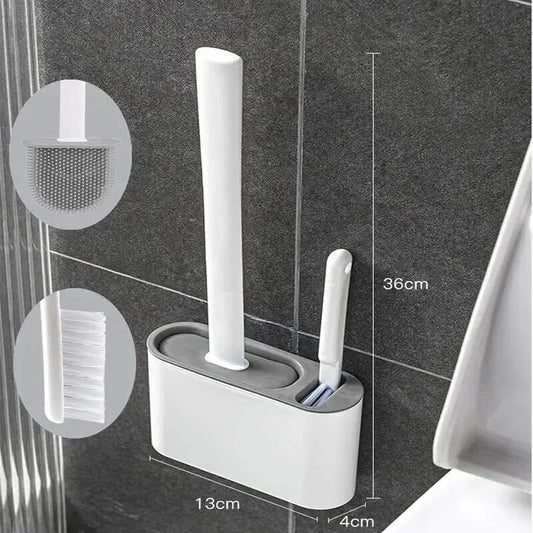 Wall Mounted Silicone Toilet Brush - Quick Drying Waterproof WC Cleaner with Soft Bristles Bathroom Accessory