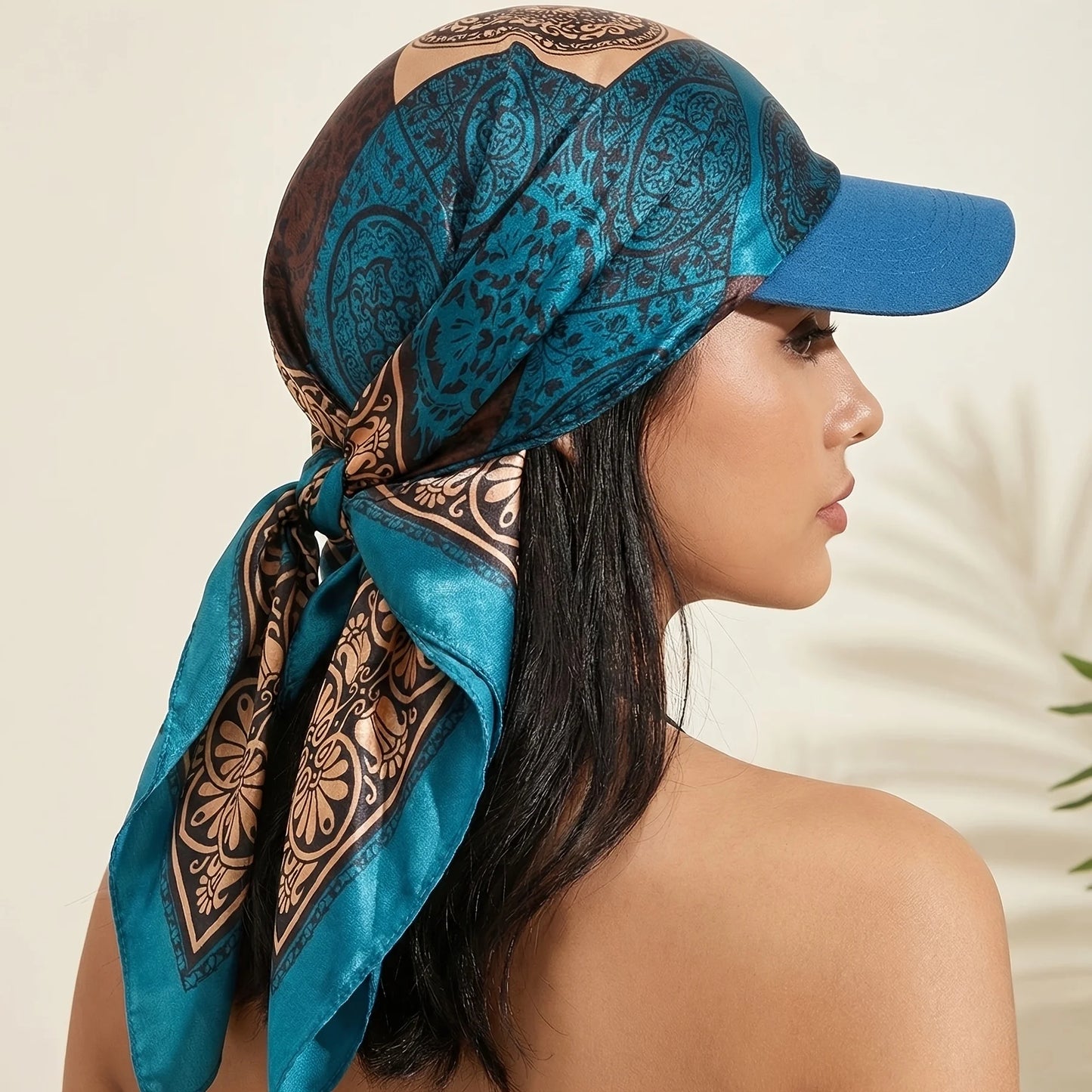 Women’s Headscarf Sun Hat - Self-Tie Brimmed Beach & Vacation Sun Protection Cap