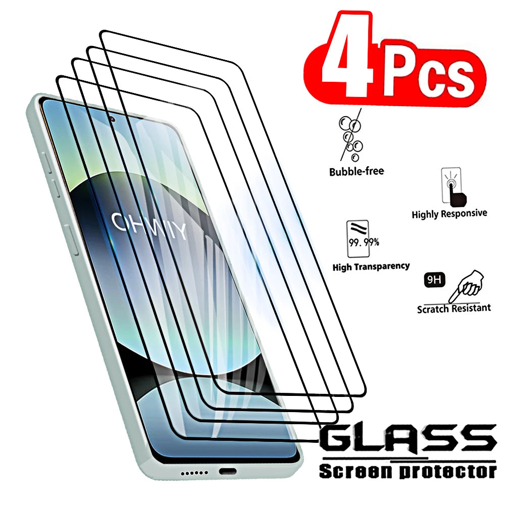 4 Pack Tempered Glass Screen Protector for Xiaomi Redmi Note 14/13/12/11/10 Pro 4G/5G Full Cover Front Protective Film