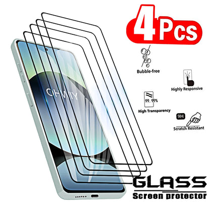 4 Pack Tempered Glass Screen Protector for Xiaomi Redmi Note 14/13/12/11/10 Pro 4G/5G Full Cover Front Protective Film