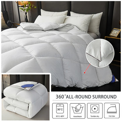 Winter Warm Thick Duvet – 100% Cotton Cover, Fiber Down Filling, 150x200cm White Quilt for Cozy Sleep