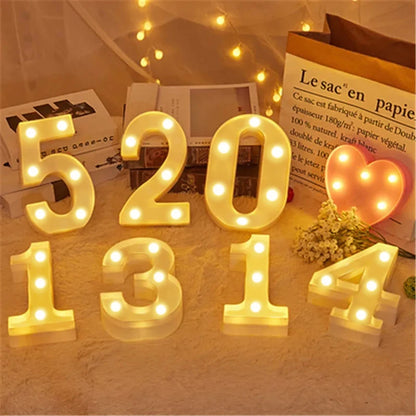 Luminous LED Number & Letter Lamp – Alphabet Decorative Night Light for Home, Wedding, Birthday & Party Decoration