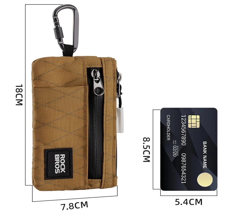 ROCKBROS Portable Wallet Card Bag – Ultra-Light, Stylish Sports Mini Credit Card Holder with Hang Lock, Compact Storage