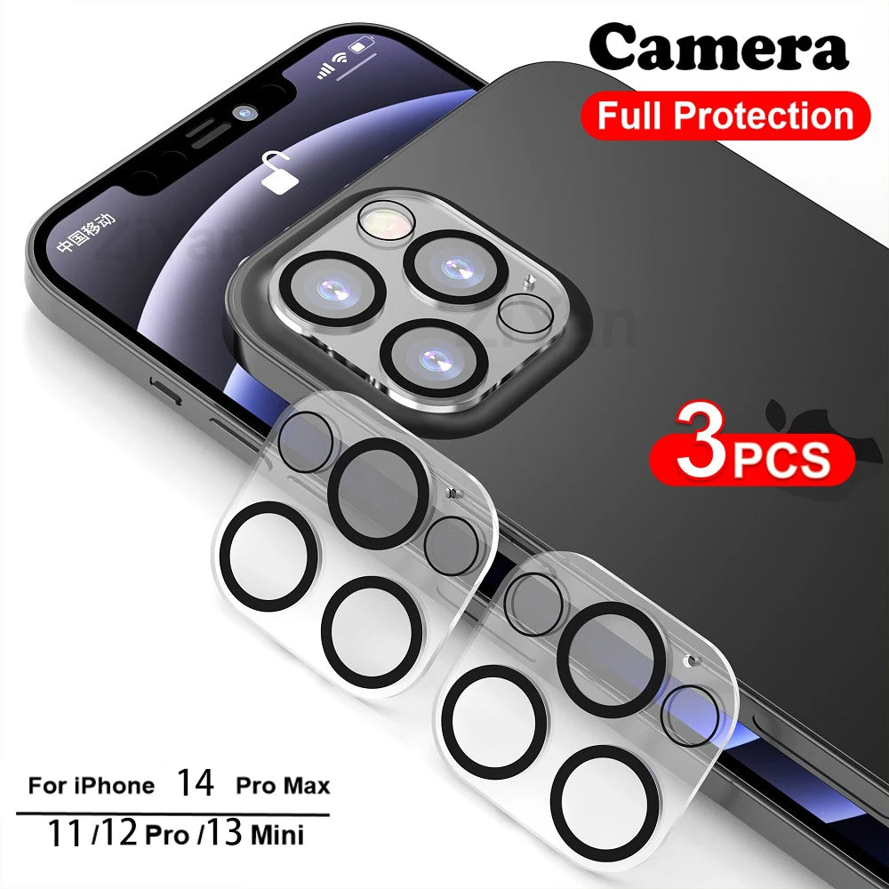 3pcs Camera Lens Protectors for iPhone | Protective Glass for 11, 12, 13, 14, 15 Pro Max  | Mini Lens and Screen Protectors