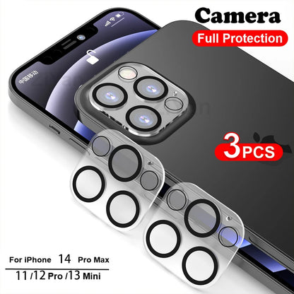 3pcs Camera Lens Protectors for iPhone | Protective Glass for 11, 12, 13, 14, 15 Pro Max  | Mini Lens and Screen Protectors
