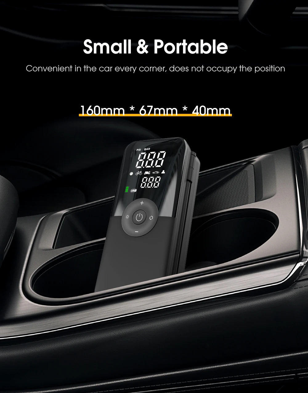 CARSUN Digital Cordless Tire Inflator – Rechargeable Portable Air Pump for Car, Motorcycle, Bicycle & Balls