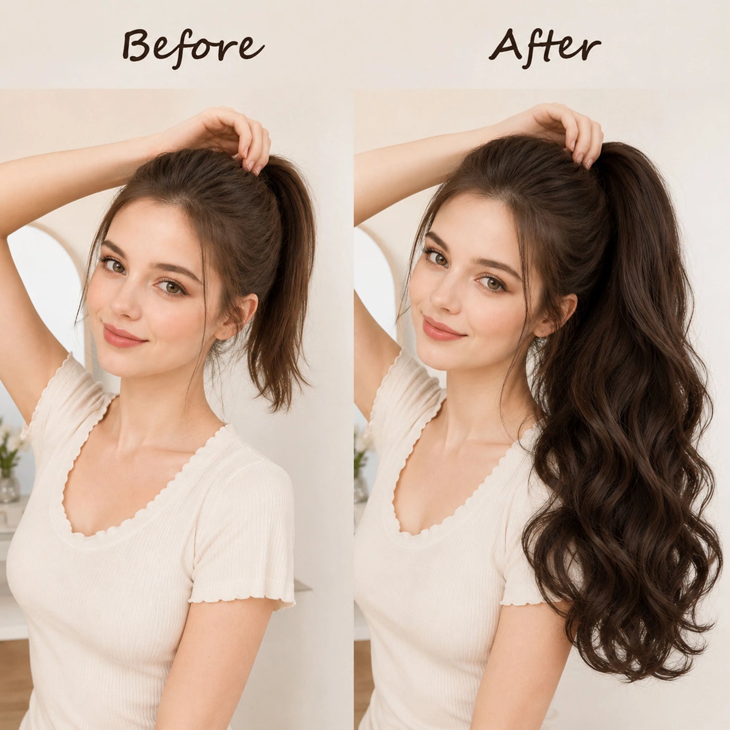 50cm Synthetic Straight Claw Clip-On Ponytail Extension – Heat Resistant Hairpiece for Women, Daily Wear & Party Styling