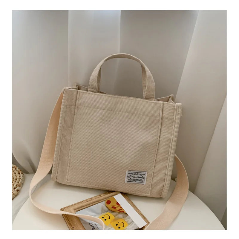 Rilibegan Shoulder Bag for Women - New Style Simple Corduroy, Large Capacity, Small Square Handbag, Trendy and Portable