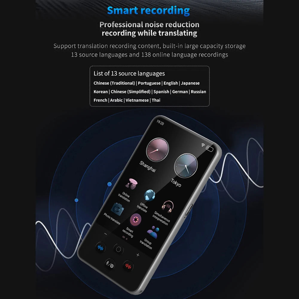 S85 Pro Language Translator Device – 138 Languages, Voice & Video Recording, Offline Translation, 8GB, 2000mAh