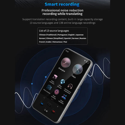 S85 Pro Language Translator Device - 138 Languages, 4-inch Screen, Voice & Video Recording, Offline Translation, 8GB Storage & 2000mAh Battery