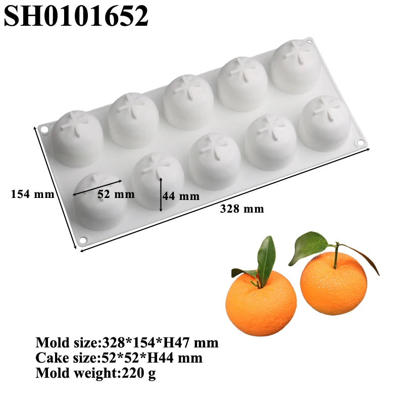 SHENHONG Silicone Fruit Mousse Cake Molds – Orange, Apple, Pear, Mango, Strawberry & Durian Dessert Decorating Tools
