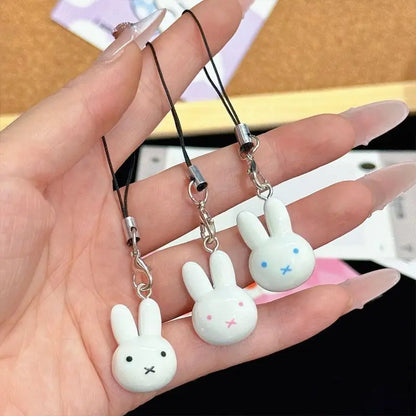 3PCS Miffy Cartoon Keychain Set - Cute Anime Character Pendant for Backpack, Phone Case & Couple Accessories