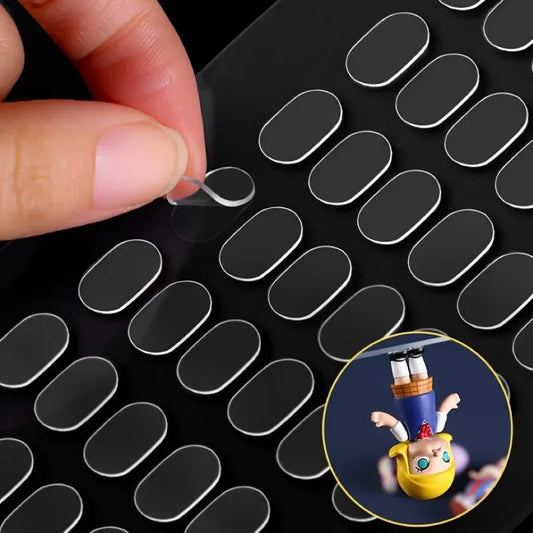 200pcs Transparent Double-Sided Tape Pads - Non-Marking Anti-Skid Adhesive Stickers for DIY Projects & Model Car Decor