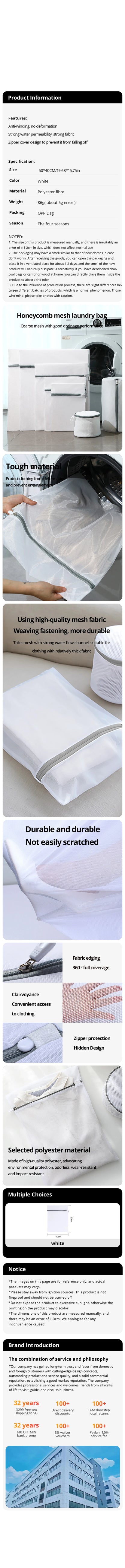 2 Pack White 40x50cm Honeycomb Mesh Laundry Bags for Delicates – Durable & Reusable Wash Bags