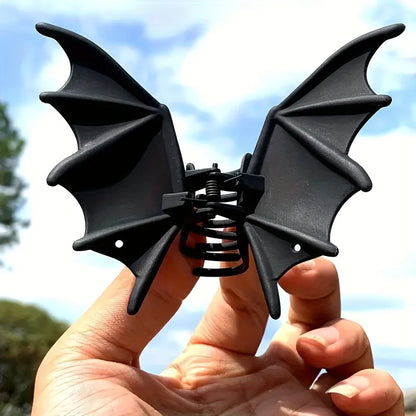Gothic Bat Hair Clip - Matte Black Punk Halloween Hairpin for Women
