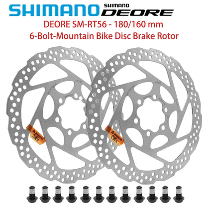 Shimano DEORE SM-RT56 MTB Brake Discs – 160mm/180mm Rotor, 6 Bolt, 2PCS Mountain Bike Accessories