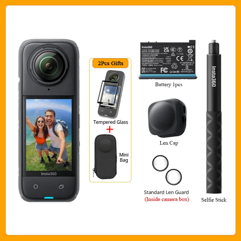 Insta360 X4 8K Waterproof 360 Action Camera – 2290mAh Battery, 2.5'' Touchscreen, 4K Wide-Angle Video