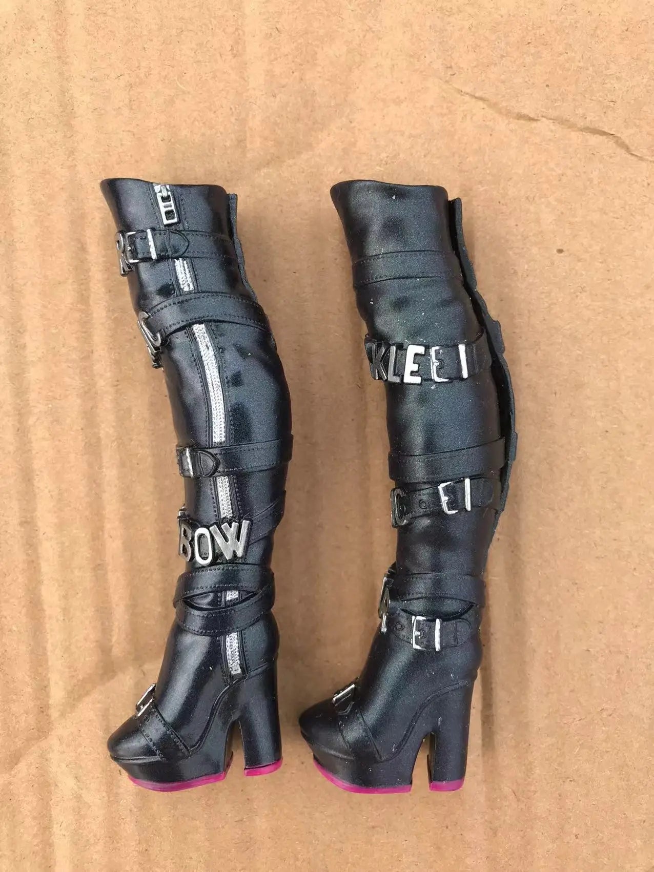 Rainbow Doll Shoes – Boots, Sandals & High Heels for DIY Doll Dressing in Black, Green & Red