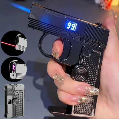 2025 Windproof Dual-Use Laser Lighter – Electric & Gas Multifunctional Metal Lighter for Men