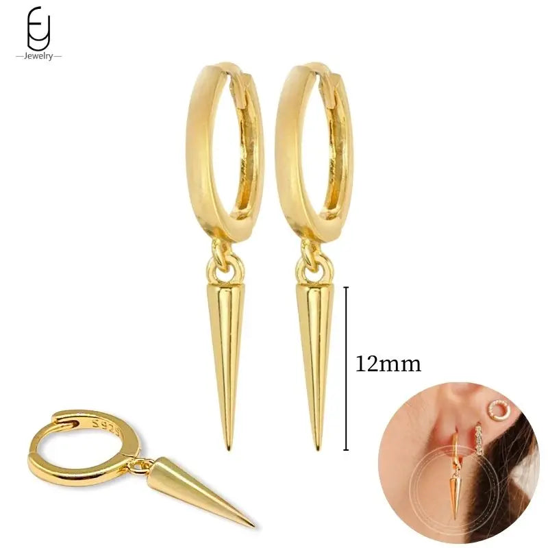 925 Sterling Silver Gold Tassel Earrings - Vintage Crystal Long Chain Hoop Jewelry for Women