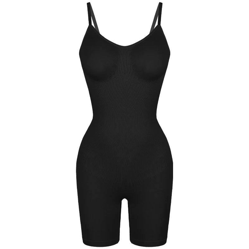 Women’s Bodysuit Shapewear Tank Top — Tummy Control Full Body Shaper with Anti-Chafing Shorts, Waist Trainer & Butt Lifter