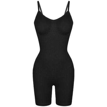 Women’s Bodysuit Shapewear Tank Top — Tummy Control Full Body Shaper with Anti-Chafing Shorts, Waist Trainer & Butt Lifter