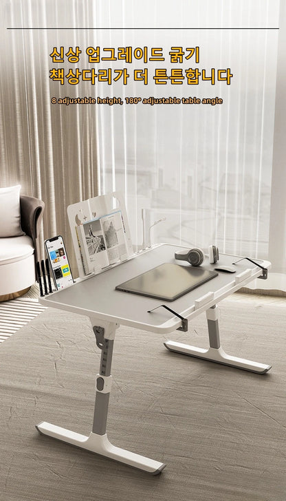 Adjustable Laptop Bed Tray Table – Portable Foldable Standing Desk with Storage Drawer for Sofa & Lap Use