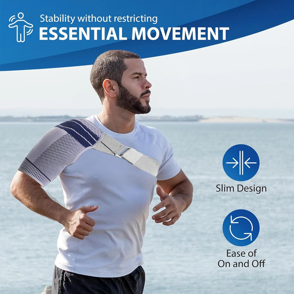 Adjustable Shoulder Brace Support Sleeve – Rotator Cuff Compression & Stability Strap for Left or Right Shoulder (Men & Women)