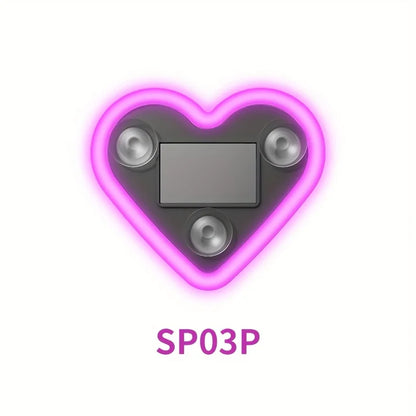 Solar-Powered LED Car Window Neon Lights — Heart-Shaped RGB-Free Color-Changing Interior Atmosphere Light