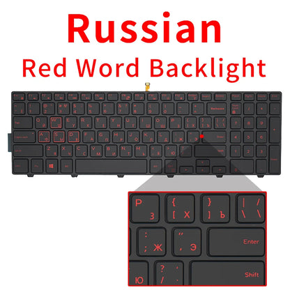 Dell Inspiron 15 Keyboard Replacement – BR/SP/US Russian Layout Backlit Keyboard for 3567 5577 5555 5557 5559 3543 5547 5549 5548 P39F P51F
