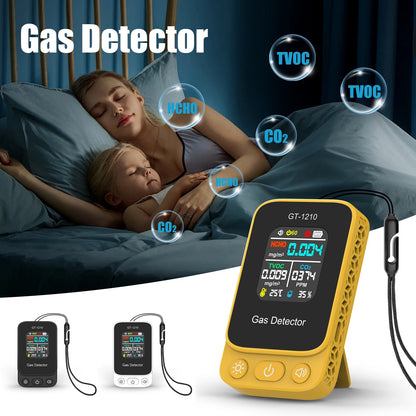 5-in-1 Air Quality Monitor - CO2 HCHO TVOC Gas Detector with Temperature & Humidity Meter Sensor