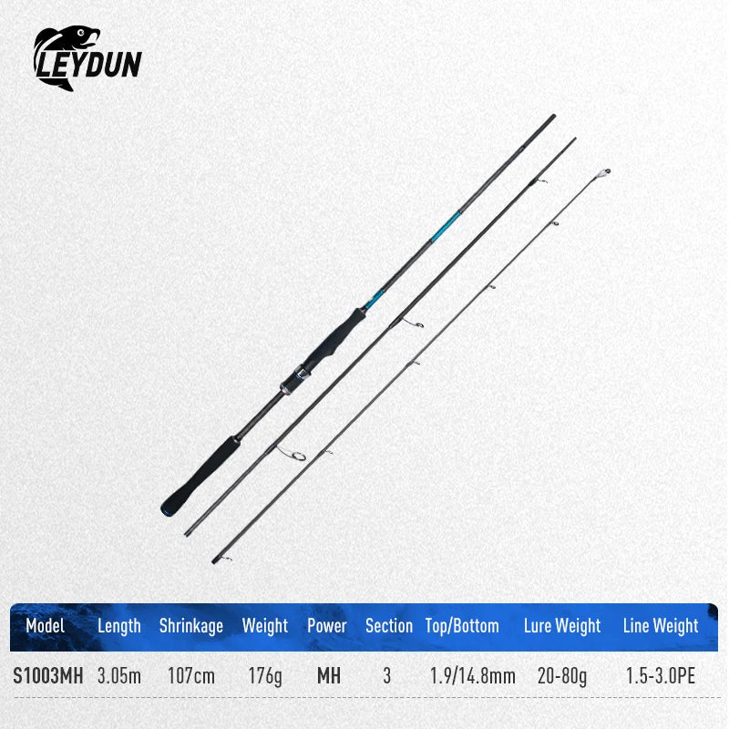 Blue Inshore Fishing Rod - Lightweight Fast-Action Saltwater Spinning Rod