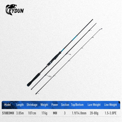 Blue Inshore Fishing Rod - Lightweight Fast-Action Saltwater Spinning Rod