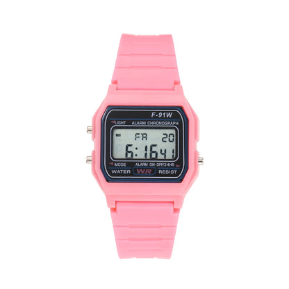 Multifunctional Digital Sports Watch for Kids and Women - F-91W Style LED Backlight Alarm Watch with Rubber Strap, Student Gift