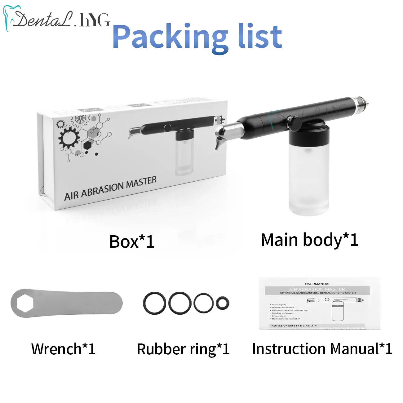 Dental Air Polisher Micro Blaster Aluminum Oxide Sandblasting Gun Machine Dentistry Tool with Water or Dry Mode Polishing System