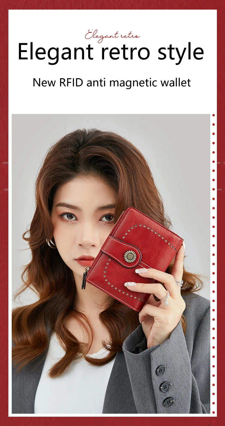 Fashionable Women’s Retro Short Wallet – PU Leather Multifunctional Handbag with Large Capacity, Multi-Card Slot & Coin Pocket