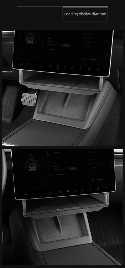 Hidden Under-Screen Storage Box for Tesla Model 3 Highland & Model Y 2024 LHD – Center Console Organizer Tray