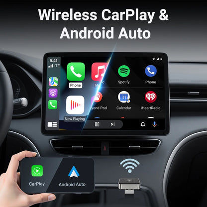 XUDA 2-in-1 Wired & Wireless CarPlay Android Auto Adapter – USB Dongle Smart Mini Box for OEM Car Stereo, Plug & Play Bluetooth