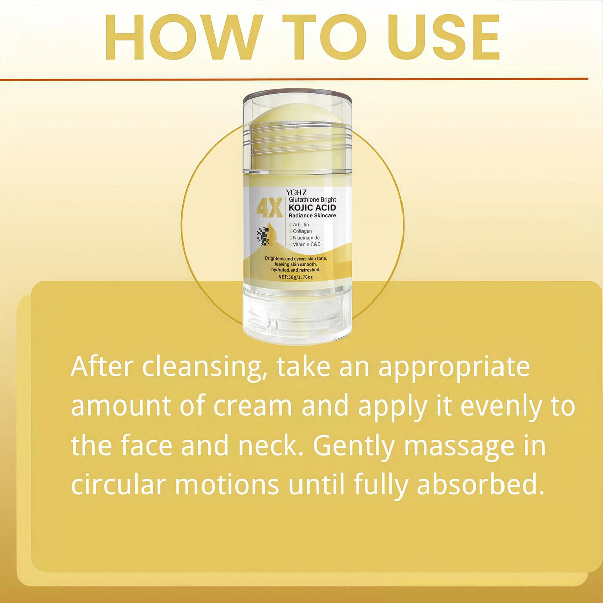 50g Kojic Acid Brightening Cream Stick - Moisturizing Day and Night Skincare for Even-Looking Skin Tone and Dark Spot Care