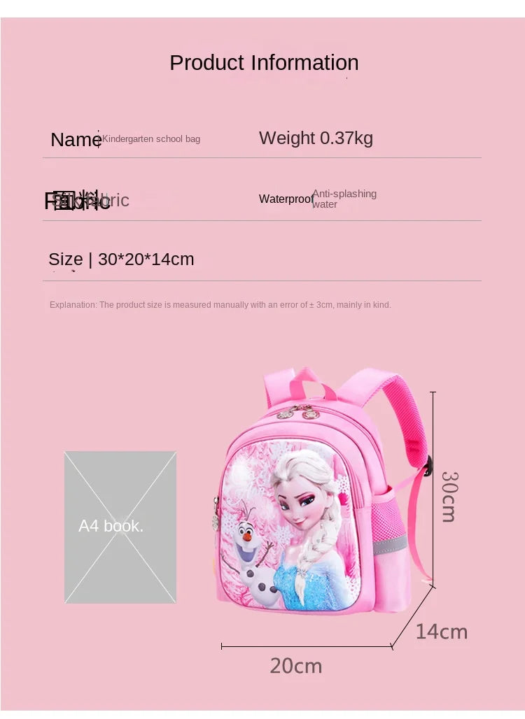 Disney Frozen Elsa Kindergarten Schoolbag - Cartoon Shoulder Bag & Backpack for Boys and Girls, Baby Children Handbag