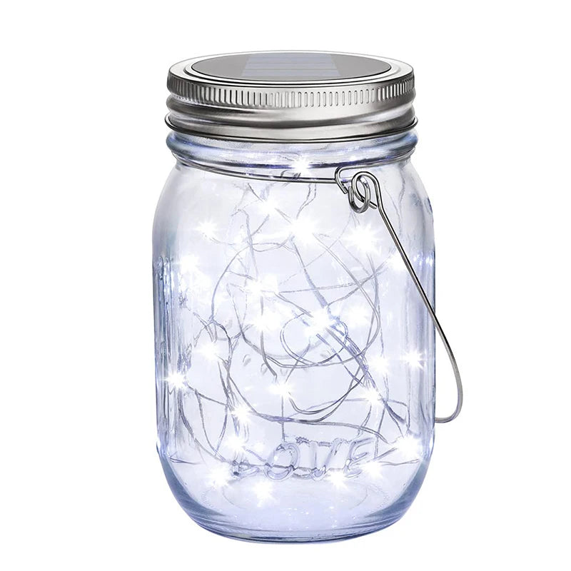 Mason Jar Solar Bottle Lights – LED String Fairy Lights, Waterproof Hanging Lantern for Garden & Wedding Decorations