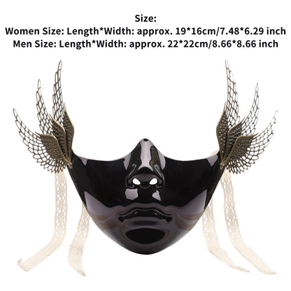 Cyberpunk Mechanical Half Face Mask — Technological Wings Mask for Men & Women, Halloween, Carnival, Dress-Up Props
