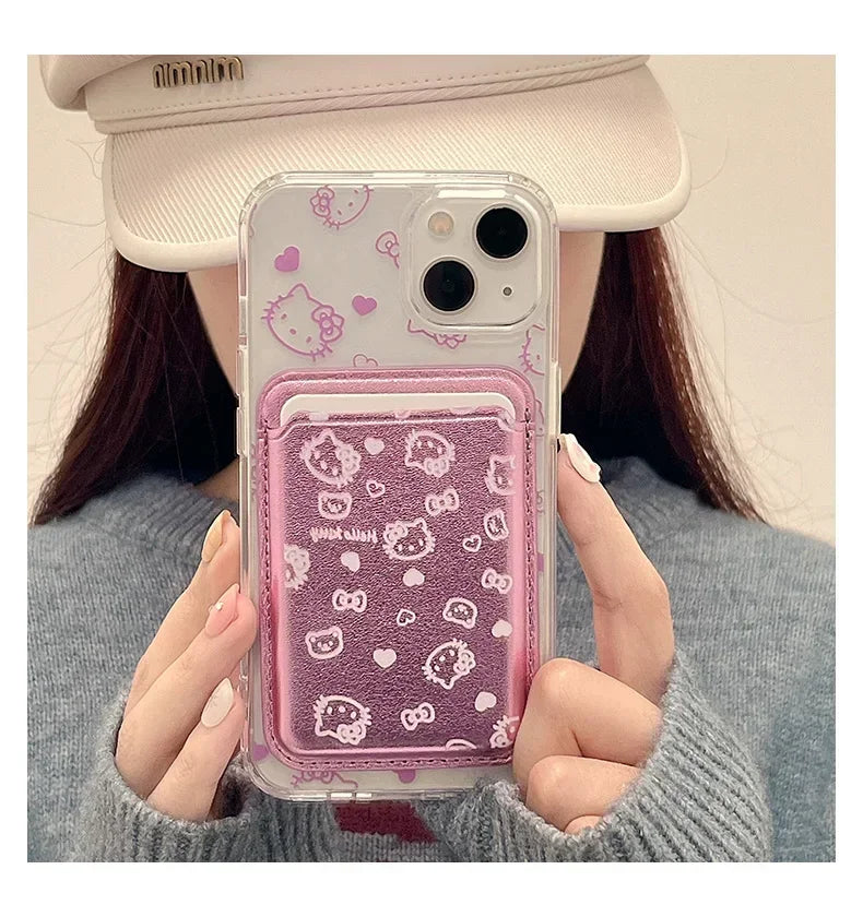 Hello Kitty MagSafe Wallet Case for iPhone 12–16 Pro Max – Cute Sanrio Magnetic Holder with Wireless Charging & Hard Cover