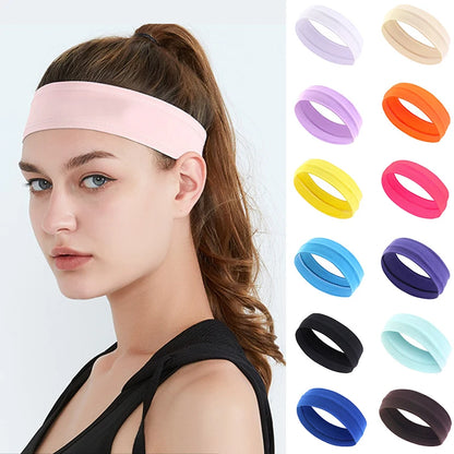 Summer Sports Headbands for Women – Solid Color Elastic Fitness, Yoga, and Running Bandanas, Stretch Makeup Hair Accessories 2023