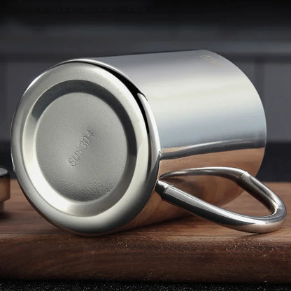 304 Stainless Steel Double-Layer Mug – Anti-Scalding Thermos Cup for Coffee, Tea, Milk, and Beer – Office and Home Use