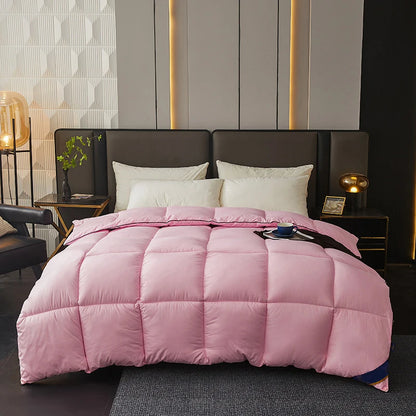 Winter Warm Thick Duvet – 100% Cotton Cover, Fiber Down Filling, 150x200cm White Quilt for Cozy Sleep