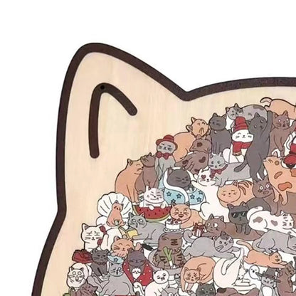 135-Piece Cat-Shaped Wooden Jigsaw Puzzle – Unique Irregular Puzzle Game for Cat Lovers, Birthday & Xmas Gift